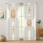 2 tk komplekt Moodsad geomeetrilised ringjoonetr&uuml;kiga poolvarjutavad kardinad elutuppa Pleekimiskindel pol&uuml;ester T&auml;iuslik koduks 2x67W185H(CM)53x73in&Hook