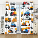 2 paneeli 3D multifilm talutraktor veoauto ekskavaator buldooser laste kardinad poistele laste tuppa k&ouml;&ouml;giakende dekoratsioon kardinad W50xH130(CM)x2pcs&Rod Pocket