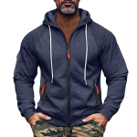 Meeste dressipluus kapuuts T&otilde;mblukuga k&auml;ega taskukardigan Meeste spordi suur vabaaja kapuuts L must