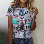 New Style Kawaii 3D Cat Print Naiste T-s&auml;rk Topid Suvised Mood T-s&auml;rgid Loomade l&uuml;hikeste varrukatega T-s&auml;rgid Suured riided S mitmev&auml;rviline