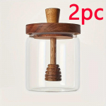 1/2/3tk Klaasist Mesi Purk Mesi Pott &Otilde;hukindel T&auml;iustatud Klaasist Suletud N&otilde;u Segamispulk Puidust Kaas L&auml;bipaistev Mesi Pudel