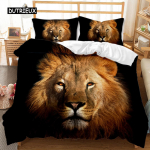 L&otilde;vi ja Tiigri Tekikottide Komplekt 3D Tr&uuml;kiga Tiigri Voodipesukomplekt Lapsed T&uuml;drukud Poiss Loom Pol&uuml;ester Tekikott Kahene Queen King Suurus EU single(135x200cm)