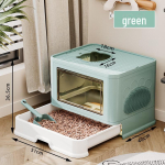 T&auml;ielikult suletud suur kassiliivakast sahtliga, pritsmekindel disain, kokkupandav, sisaldab karp&uuml;hvlit. Fully Enclosed Cat Litter Box roheline