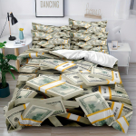 Dollari tr&uuml;kitud Punase tekstuuriga pangaarve Voodipesukomplekt 3D tr&uuml;kitud tekikott padjap&uuml;&uuml;riga Kuninglik T&auml;issuurus Voodipesu toa Dekoor EU Single 135x200cm