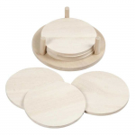 Disques d&eacute;coratifs en bois avec support - Creotime - 6 pi&egrave;ces - Blanc - Salon - Bois - Enfant - Mixte