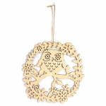 Suspension en bois - Hibou - 22 x 22 cm - Beige - Int&eacute;rieur - Adulte - Classique Intemporel beež