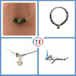 Pierres et Min&eacute;raux. Parure bijoux Bracelet Collier 3 Perles Seraphinite de Russie 8 mm. Taille personnalisable.