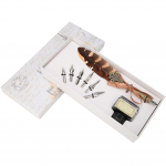 Roostevabast terasest nibidega Euroopa retrosulgede kastmispliiatsi komplekt, kingitus koos pakkekarbiga