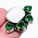 Mother Of Pearl,Diopside 925 Sterling Silver Jewelry Ring Size 6.5 h8y23