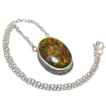Bamboo Jasper Handmade 925 Sterling Silver Jewelry Necklace 20 s4k51