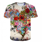 Suvi Uus mood Meeste Lilled Liblikad graafilised T-s&auml;rgid 3D Isiksus Trend Hip Hop Print T-s&auml;rk l&uuml;hikeste varrukatega T-s&auml;rgid Top S