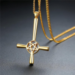 Uus Tagurpidi Rist Pentagramm T&auml;ht Ripats Kaelakee Meestele Lucifer Saatan Meeste Ehted