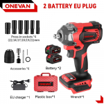 ONEVAN 1200N.M Harjadeta Elektriline L&ouml;&ouml;kmutriv&otilde;ti 1/2'' Juhtmeta Kruvikeeraja Liitium-ioon Aku Elektrit&ouml;&ouml;riist Makita 18V Akule 2 Battery Plastic Box Set