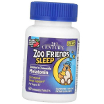 Lastele m&otilde;eldud n&auml;ritav melatoniin, Zoo Friends Sleep Laste n&auml;ritav melatoniin, 21st Century 60 tk Vaarikas (72440014) 60tab Raspberry