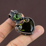Peridot Handmade Copper Wire Wrap Gift Jewelry Pendant 2.05 n3d83