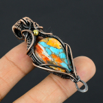 Spiny Oyster Handmade Copper Wire Wrap Pendant Gift Jewelry 2.25 g8n82