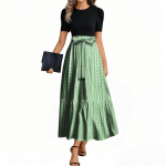 Naiste Mood Vabaaja V&ouml;&ouml;ga L&uuml;hikeste Varrukatega &Uuml;mara Kaelusega Geomeetrilise &Uuml;hendusega Elegantsed Temperamentsed Kleedid L must