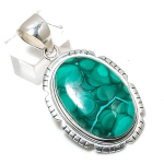 Malachite Gemstone Handmade 925 Sterling Silver Jewelry Pendant 2.05 i0o66