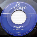 7-tolline plaat KEYNOTES - I Don't Know / A Star 48445 Apollo Records 1955 USA Soul/Funk Kasutatud