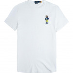 Polo Ralph Lauren SS24 Karu Tikandiga &Uuml;mmarguse Kaelusega L&uuml;hikeste Varrukatega T-s&auml;rk Meeste &Uuml;laosad Valge 710875214-002 L
