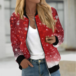 Naiste pikkade varrukatega kerged lukuga k&auml;rbitud moodsed j&otilde;uluprindiga &uuml;ler&otilde;ivad vabaaja tepitud jakid taskutega L