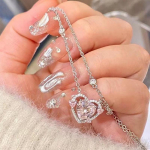 Luksuslikud tsirkoonist armsa s&uuml;dame ripatsiga kaelakeed Peen klavikulekett naistele t&uuml;drukutele peened ehted aksessuaarid kingitused