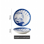 4 tk keraamilised kastmen&otilde;ud Sushi taldrik lauan&otilde;ud Jaapani stiilis magustoit Loominguline armas multikas Lucky Cat mustriga v&uuml;rtsitaldrik 2x10cm