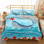 Delfiini tekikottide komplekt 3D Kala Sinises Meres Armsad Loomad Kuninganna Kuningas Twin T&auml;issuurus Voodipesu komplekt Lastele Poiss T&uuml;druk Tekikoti kate EU single(135x200cm)