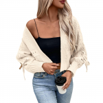 Naiste vibu pikkade varrukatega l&uuml;hike kootud n&ouml;&ouml;biga lahtine kardigan S