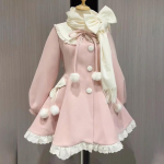 Kawaii Lolita pitsist lapit&ouml;&ouml;ga magus kleit-mantel naistele Y2k esteetilised kleidid pidu vestidos M roosa