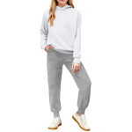 Talve Poiste Ja T&uuml;drukute &Uuml;hev&auml;rviline Pikkade Varrukatega Kapuutsiga Dressipluus Kaheosaline Komplekt: &Uuml;laosa ja P&uuml;ksid 140 valge