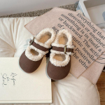 Laste talvised puuvillased kingad Laste paksud, soojad pl&uuml;&uuml;sist karusnahast kingad, lihtsa pandlaga t&uuml;drukute mokasiinkingad libisemisvastased s&uuml;gis 2024 uus 22