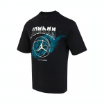 Jordan Logo Tr&uuml;kiga Vintage Soonikuga &Uuml;mmarguse Kaelusega T-s&auml;rk Meeste Topid Must FB7446-010 M