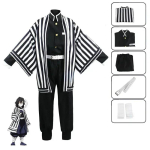 Anime Kimetsu No Yaiba Iguro Obanai Kimono &Uuml;htne Anime Parukas Cosplay Kost&uuml;&uuml;m Halloweeni Pidu Blue-130 black