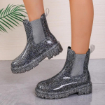 PU pahkluu Moodsad saapad Soe Sale Ruudukontsaga naistejalatsid Talvised Slip-On &uuml;mmarguse varbaga Mid Heel Splicing Seksikad naiste saapad 36