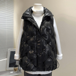 Naiste talvine udupuuvillane vest jakk, varrukas, alus, soe l&uuml;hike vestiga mantel Naiste vest. XXXL must