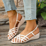 Moodsad Rooma punutud sandaalid Naiste Suvised Vintage &Uuml;marotsaga Avatud Otsaga L&otilde;ikemustriga Lamedad Pehme Tallaga Mitmek&uuml;lgsed Kitten Heels Kalasuuga Kingad 34