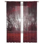 Punased puud T&auml;histaevas Mets L&auml;bipaistvad kardinad Elutoa aken T&uuml;llkardinad Magamistoa K&ouml;&ouml;gi jaoks Kodukaunistus Voile kardinad W135 x H115cm x1