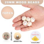 70 tk 20 mm puidust n&auml;oga helmed - naturaalsed k&auml;sit&ouml;&ouml;helmed elastse n&ouml;&ouml;riga isetegemiseks kollane