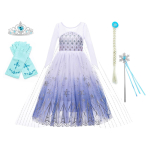 V&auml;ikelaste T&uuml;drukute Sinine Lumekuninganna Elsa S&uuml;nnip&auml;evapeo Cosplay Halloween Lihav&otilde;ttep&uuml;ha Kleit T&uuml;drukute Lavaline Esitus P&uuml;hadekleit 6-7Years-Tag140 white