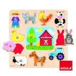 Puzzle en bois Silhouette Ferme - GOULA - 12 pi&egrave;ces - Animaux - Mixte - A partir de 1 an puhas