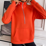 S&uuml;gis Talv Naiste Rev&auml;&auml;riga Lukuga Pullover Pikkade Varrukatega Vabaaja Taskuga &Uuml;hev&auml;rviline Kapuutsiga Pealmine Naised XXL oranž
