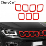 7Pcs Red Front Grille Deor Cover Trim Grill erts for -2024 Jeep Compass