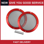 2 pcs 6.5 Car Speaker Grill Cover Mesh Audio Subwoofer Guard w/ Screws Red