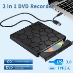 2in1 USB 3.0 Type C V&auml;line Optiline Draiv DVD RW CD Kirjutaja Lugeja CD M&auml;ngija PC S&uuml;learvuti Lauaarvuti Kaasaskantav DVD Kirjutaja Salvestaja optical disc drive must