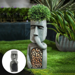10 Inch Moai Monolith Garden Sculpture in Easter Island Resin Cover Mouth