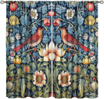 Boheemlaslik William Morris pimenduskardinad  Vintage Maal&auml;hedane Talumaja Linnu Taimelooma Prindiga Aknakardin  elutuppa magamistuppa 130*180 HOOK 1pcs
