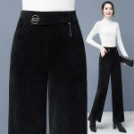 Korea moe laia s&auml;&auml;rega p&uuml;ksid naistele K&otilde;rge v&ouml;&ouml;kohaga &uuml;lisuured velvetist sirged p&uuml;ksid vabaaja elegantsed kottis p&uuml;ksid XXXXL khaki
