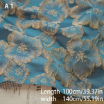 1-meetrine reljeefne 3D lilleline žakaarkangas Elegantne vintage lilleline riie naistele kleidikott DIY &otilde;mblemine tekstiilist padjakardin 100cm