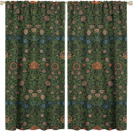 Bohemia taimede ja lillede mustriga pimendavad aknavarjud  William Morrisi kunstitr&uuml;kiga vintage-dekoratsiooniga kardinad  elutuppa ja magamistuppa 100*130 Grommet Top 1pcs